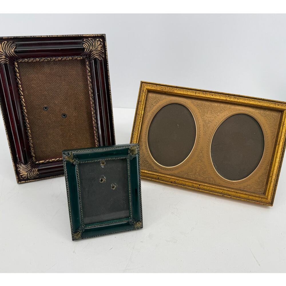 Ornate Resin Picture Frames Gold Brass Mat 3x5 4x6 Double Oval Lot 3 Old World